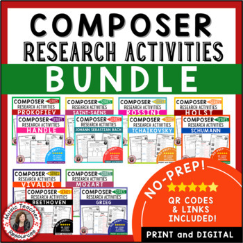 Preview of Music Composers - Middle School and General Music Activities - Sub Plans