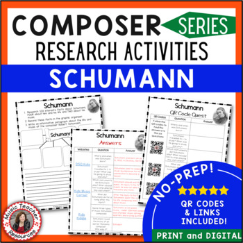 Preview of Music Composer - Schumann Biography Research Activities and Worksheets