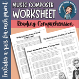 Music Composer Worksheet - Reading Comprehension