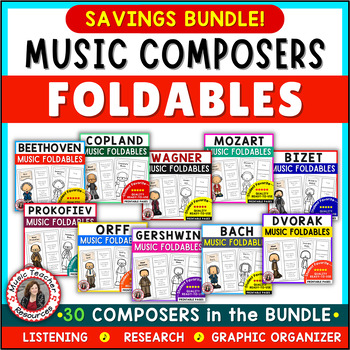 Preview of Music Composers Worksheets -Interactive Notebook Activities – Elementary Music