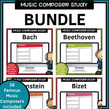 Music Composer Worksheets Bundle by Jooya Teaching Resources | TpT