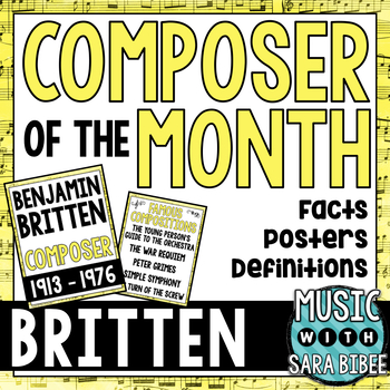 Preview of Music Composer of the Month: Benjamin Britten Bulletin Board Pack
