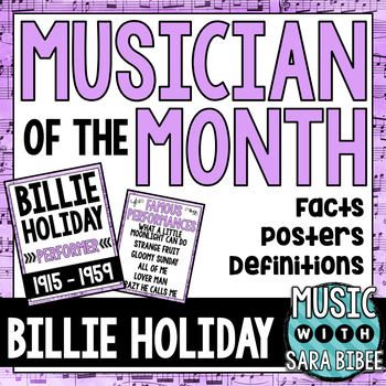 Preview of Music Composer of the Month: Billie Holiday Bulletin Board Pack