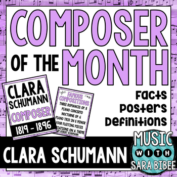 Preview of Music Composer of the Month: Clara Schumann Bulletin Board Pack