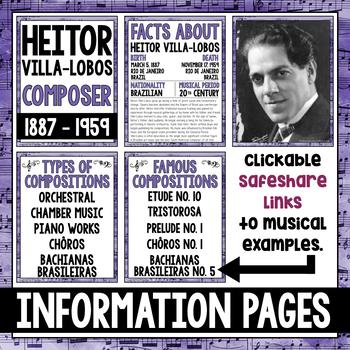 Music Composer of the Month: Heitor Villa-Lobos Bulletin Board Pack