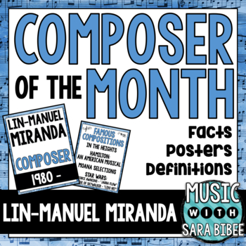 Preview of Music Composer of the Month: Lin-Manuel Miranda Bulletin Board Pack