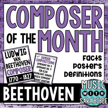Preview of Music Composer of the Month: Ludwig van Beethoven Bulletin Board Pack