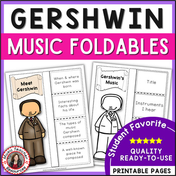 Preview of Music Composer Worksheets - GERSHWIN Biography Research and Listening Foldables