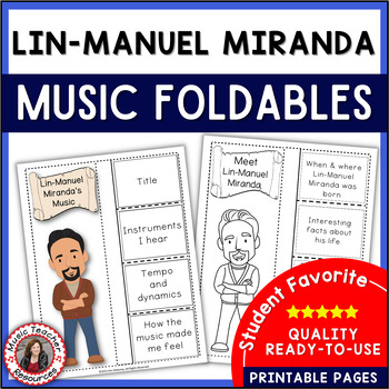 Preview of Music Composer Worksheets LIN-MANUEL MIRANDA Biography Research and Listening