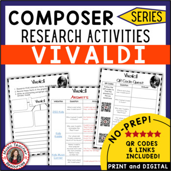 Preview of Music Composers: VIVALDI Music Composer Study and Worksheets