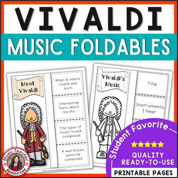 Preview of Music Composer Worksheets - VIVALDI Biography Research and Listening Foldables