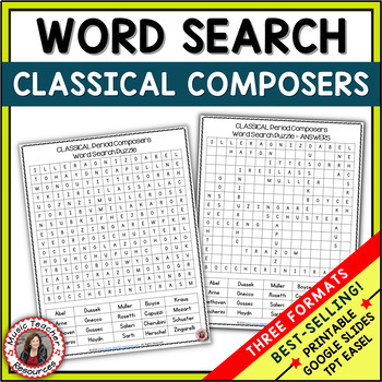 Preview of Music Word Search Puzzle - Middle School General Music Sub Plans