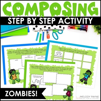 Preview of Zombie Composing Guided Music Composition Activity and Worksheets for Piano