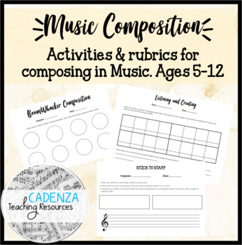 Preview of Music Composition Activities and Rubrics