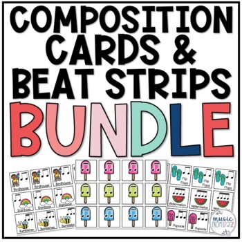 Preview of Music Composition Cards & Beat Strips BUNDLE - Elementary Music Rhythm Activity