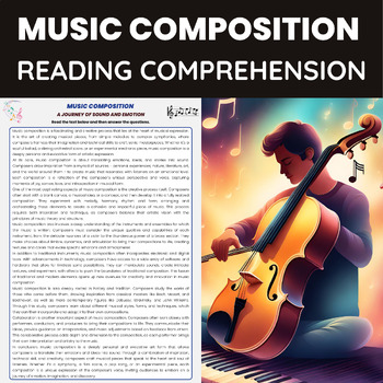 Preview of Music Composition  Reading Comprehension for Music Unit | Music Composers