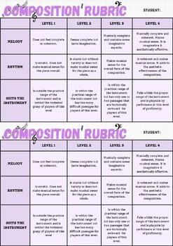 Preview of Music Composition Rubric