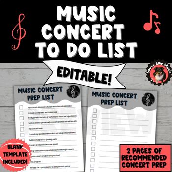 Preview of Music Concert "To Do" List- Easily Prep for your Choir, Band, Orchestra Concerts