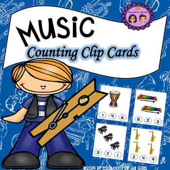 Preview of Music Counting Clip Cards