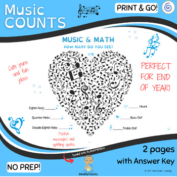Preview of Music Counts - Music and Math Printable Activity Worksheet for End Of Year