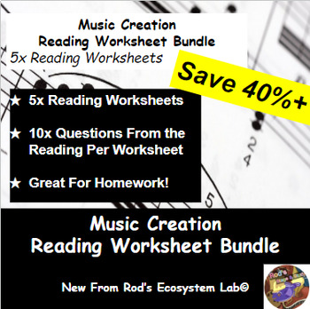 Preview of Music Creation Chapter Reading Worksheet Bundle **Editable**