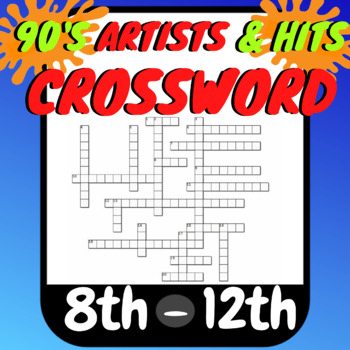 Preview of Music Crossword 1990s Artists & Songs | Distance Learning