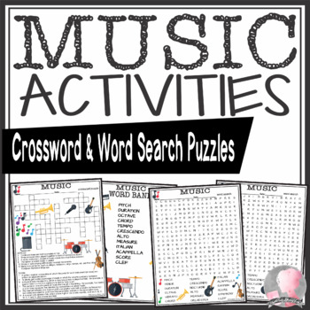 Preview of Music Activities Crossword Puzzle and Word Searches