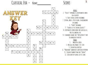 Music Crossword Puzzles for Baroque Classical Romantic Era TpT