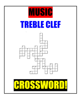 Preview of Music Crossword Worksheet PDF | Treble Clef Notes -Spell The Word