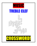 Music Crossword Worksheet PDF | Treble Clef Notes -Spell The Word