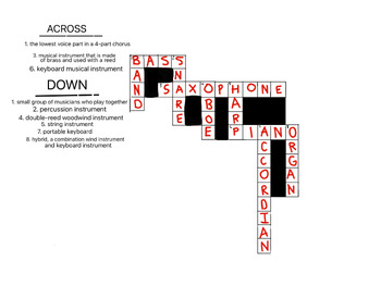 Preview of Music Crossword puzzle