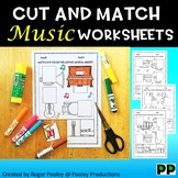 Music Cut and Paste Match-ups Worksheets, PreK-3, No Prep 