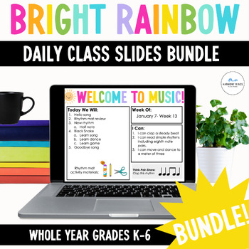 Preview of Music Daily Class Slides | Editable and Customizable BUNDLE