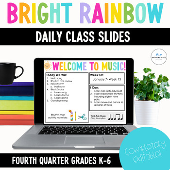 Preview of Music Daily Class Slides | Editable and Customizable Fourth Quarter Slides