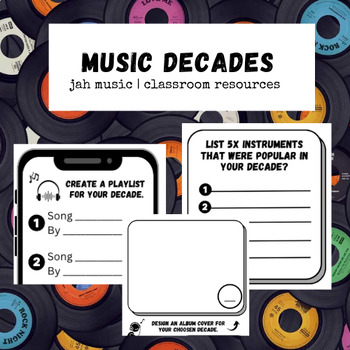 Preview of Decades of Music | Printable Research Worksheet/Sub Activity