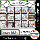 Music Decor BUNDLE - RAINBOW BRIGHTS - posters, word wall, class rules, binders!