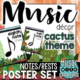 Music Decor: Cactus-Themed Notes and Rests Duration Posters