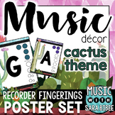 Music Decor: Cactus-Themed Recorder Fingering Posters