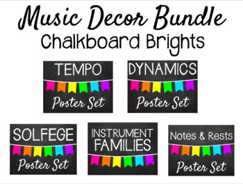 Preview of Music Decor - Chalkboard Brights Bundle