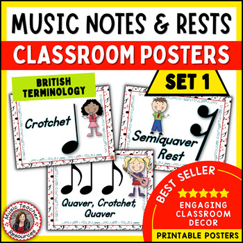 Preview of Music Room Decor - Notes and Rests Set 1: British Terminology