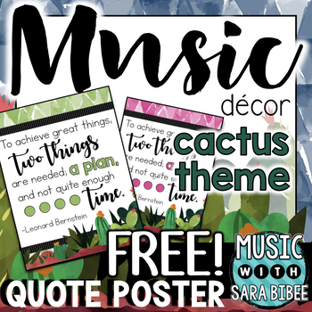 Preview of Music Decor: FREE Cactus-Themed Music Quote