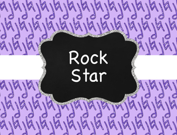 Preview of Music Decor: Glitter Rock Star Behavior Clip Chart for Elementary Music Room