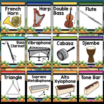 Music Decor Pineapple Themed Instrument Family Posters Tpt