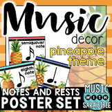 Music Decor: Pineapple-Themed Notes and Rests Duration Posters