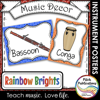 Preview of Music Decor - RAINBOW BRIGHTS - Instrument Posters - Orchestra, Orff, and World!