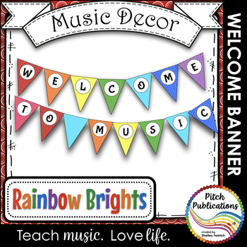 Preview of Music Decor - RAINBOW BRIGHTS - Welcome to Music Banner!