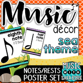 Music Decor: Sea-Themed Notes and Rests Duration Posters