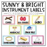 Music Decor Sunny & Bright - Classroom Instrument Labels