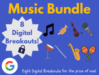 Preview of Music Digital Breakout Bundle | Music in Our Schools Month Escape Rooms