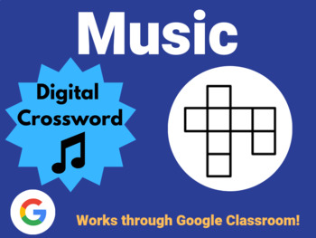 Music Digital Crossword Puzzle (Google Sheets activities Classroom)